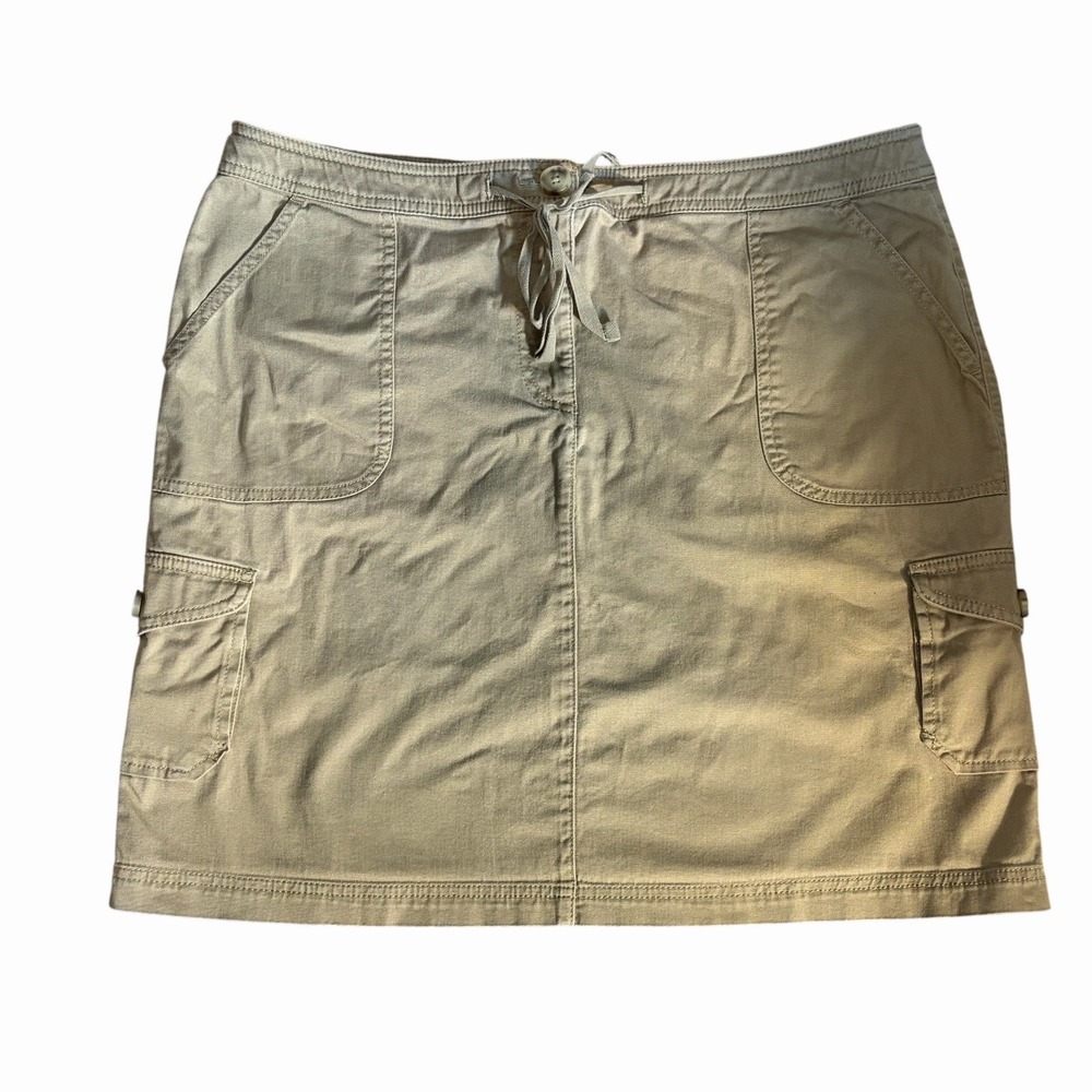 LL Bean Sz. 14 Favorite Fit Khaki Cargo Utility Skirt